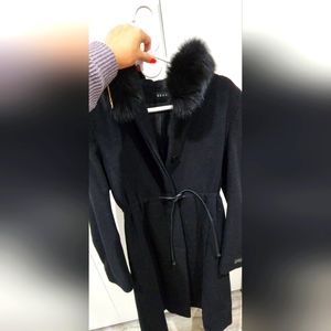 SEARLE Cashmere Coat with Fox Fur Hood